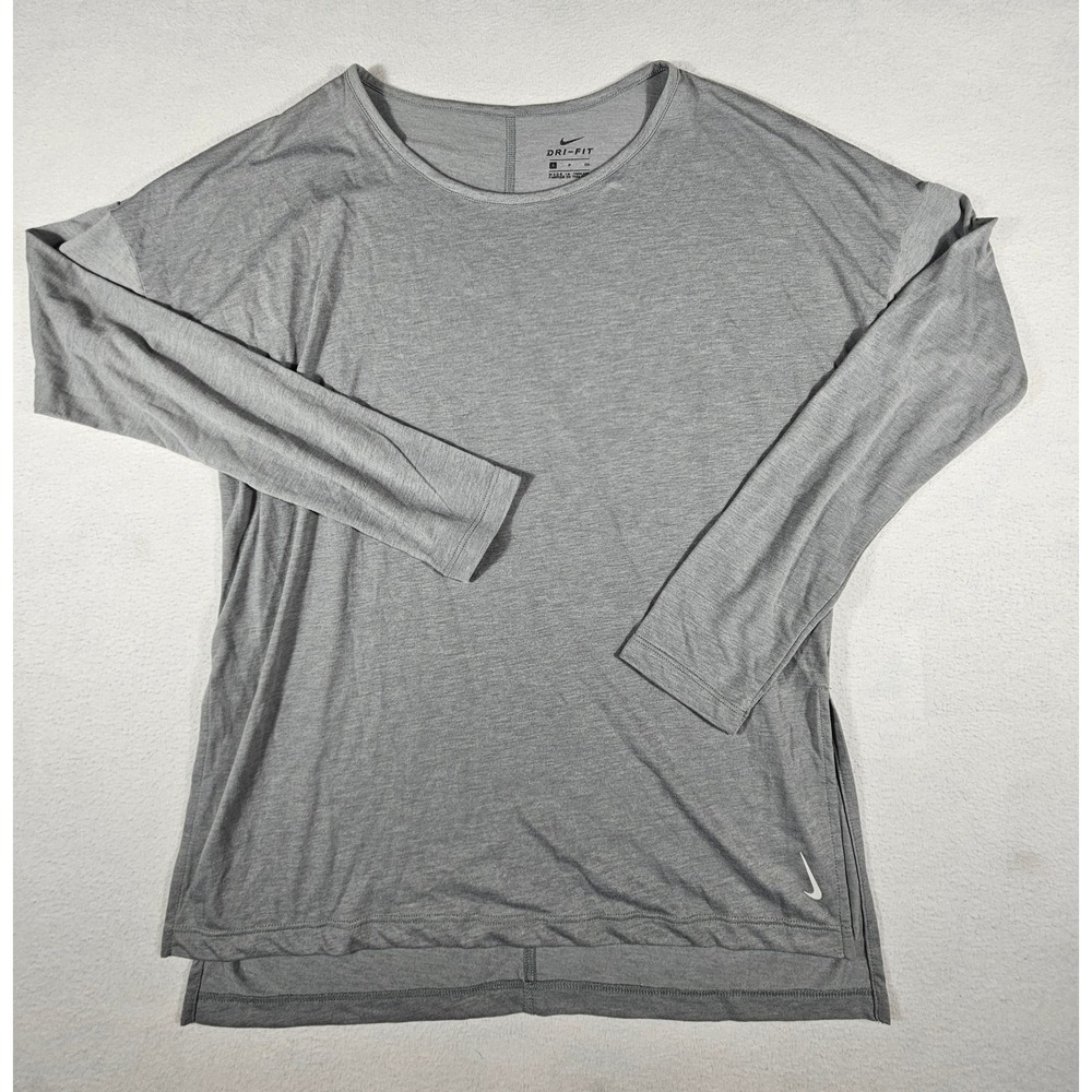 Nike Yoga Dri-FIT Womens Long Sleeve Training Top Grey CJ9324-073 Size S
